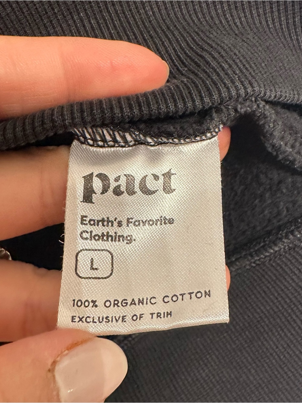 Pact Organic Cotton Crewneck Sweatshirt Black Large - Picture 5 of 6